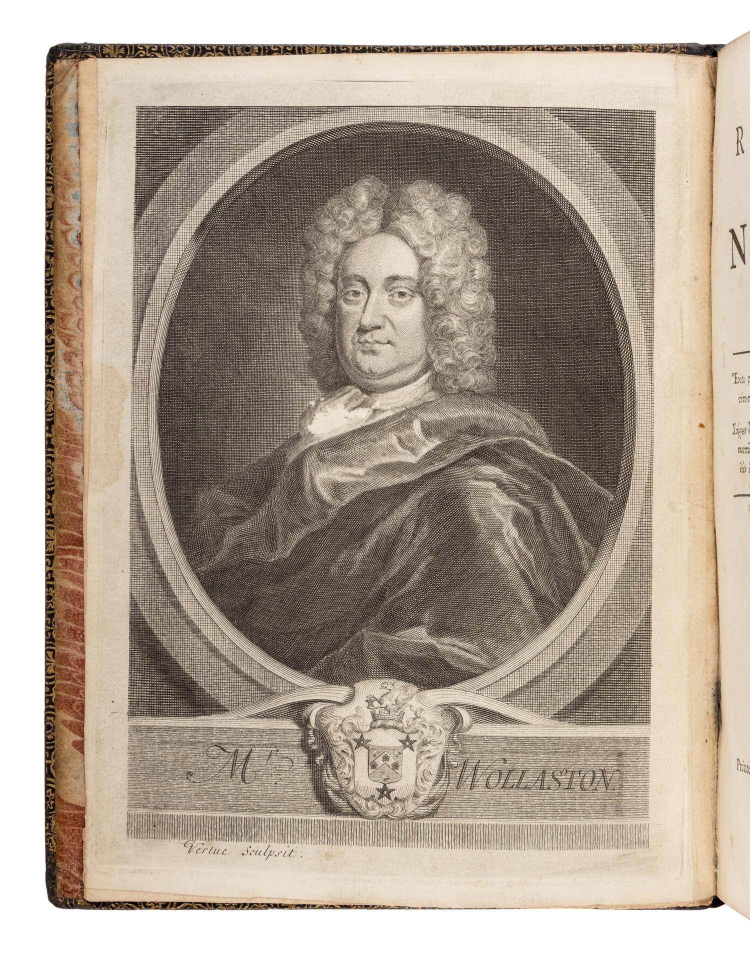 [FRANKLIN, Benjamin (1706-1790), printing]. WOLLASTON, William. The Religion of Nature Delineated . London: S. Palmer for B. Lintott, W. and J. Innys, J. Osborn, J. Batley, and T. Longman, 1725.