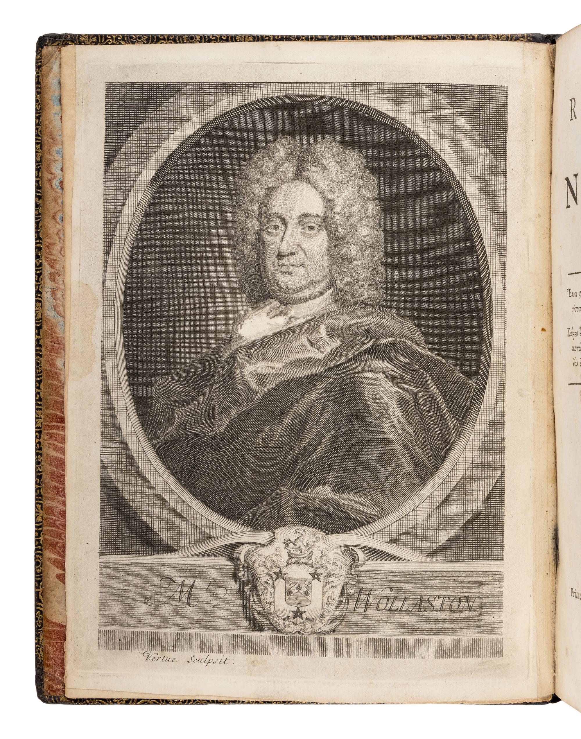 [FRANKLIN, Benjamin (1706-1790), printing]. WOLLASTON, William. The Religion of Nature Delineated . London: S. Palmer for B. Lintott, W. and J. Innys, J. Osborn, J. Batley, and T. Longman, 1725.
