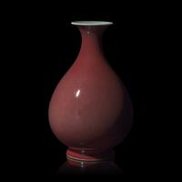 A Chinese Copper-Red Glazed Vase, Yuhuchun , Daoguang Mark and Period — 清道光 紅釉玉壺春瓶
