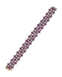A Silver Topped Yellow Gold, Pink Sapphire and Diamond Bracelet,
