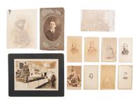 [CIVIL WAR]. Stereoview of a Rebel casualty and CDV of armed soldier, with additional photographs.