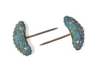A Pair of Chinese Kingfisher Feather and Metal "Floral" Hair Pins, 19th Century 清晚期 點翠髮簪一對