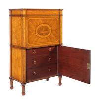 A George III Satinwood, Tulipwood and Amaranth Marquetry Fall-Front Secrétaire