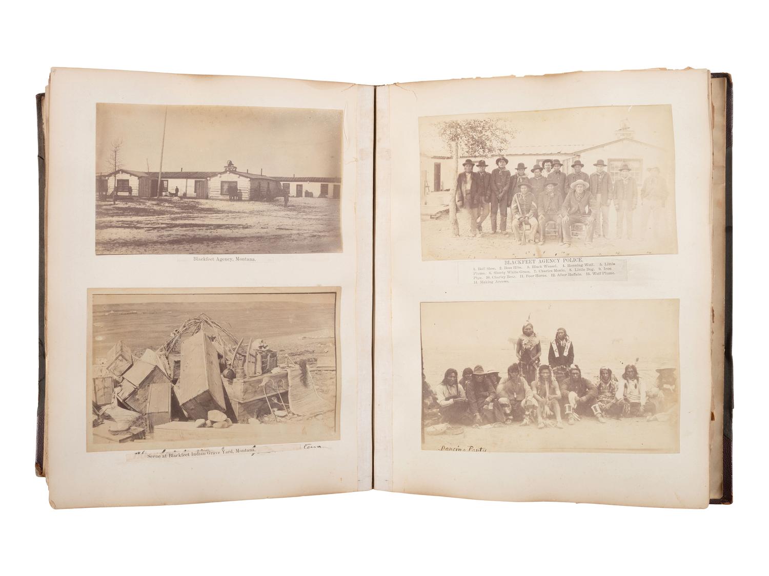 [NATIVE AMERICANS]. JUNKIN, William W. (1831-1903). A Collection of Indian Photographs and Views with Photos of a Few White Employes [ sic ] Together with Some Indian Letters and Paintings. Made by W.W. Junkin, Fairfield, Iowa. 1889-93.