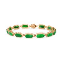 COLLECTION OF YELLOW GOLD AND JADE JEWELRY