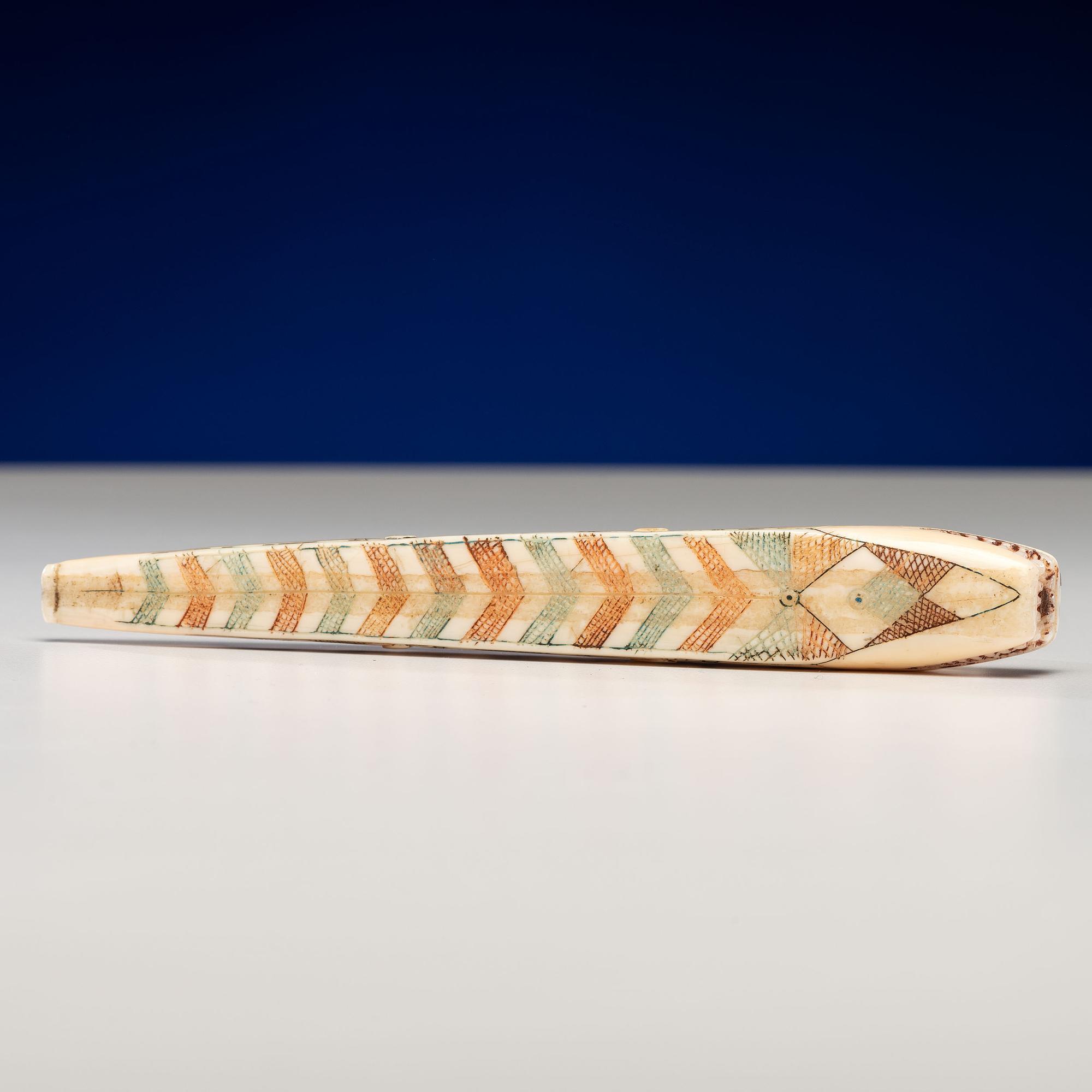 Nunivak Island Carved Polychrome Pipe