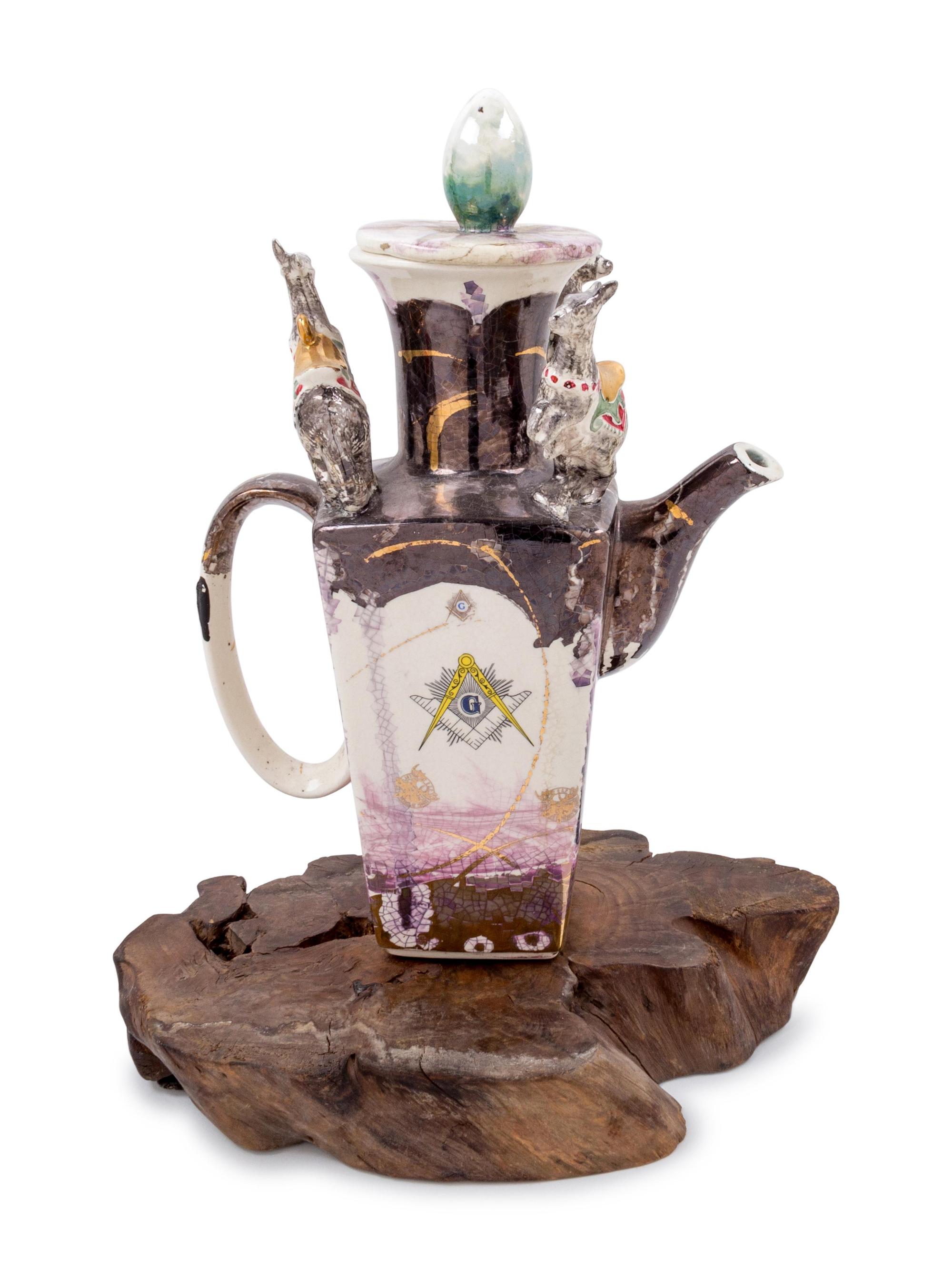 A Masonic Ceramic Pitcher