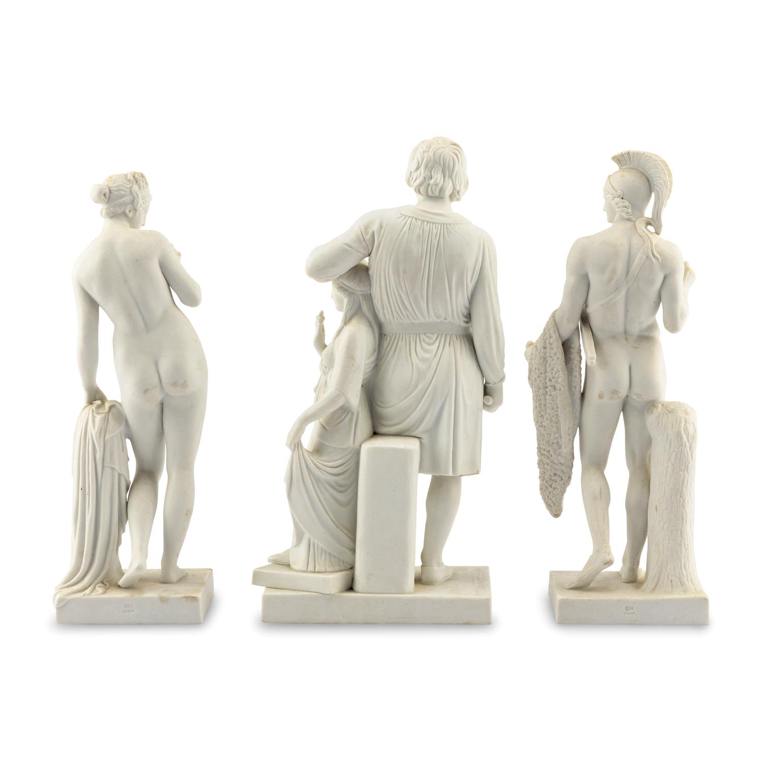 Three Bertel Thorvaldsen for Bing and Grøndahl Bisque Porcelain Figures