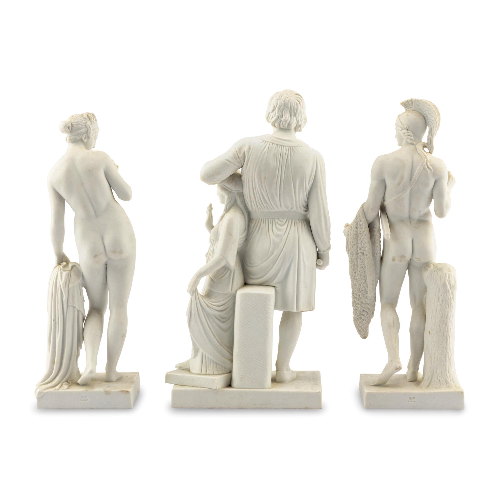 Three Bertel Thorvaldsen for Bing and Grøndahl Bisque Porcelain Figures