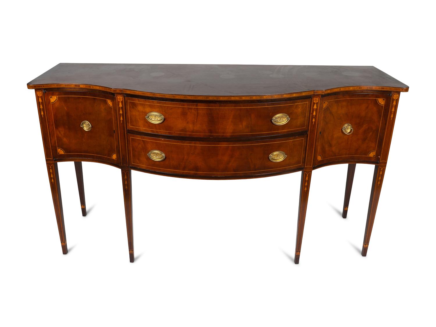 A Federal Style Satinwood-Inlaid Mahogany Sideboard — CHARAK FURNITURE CO., BOSTON, MASSACHUSETTS
