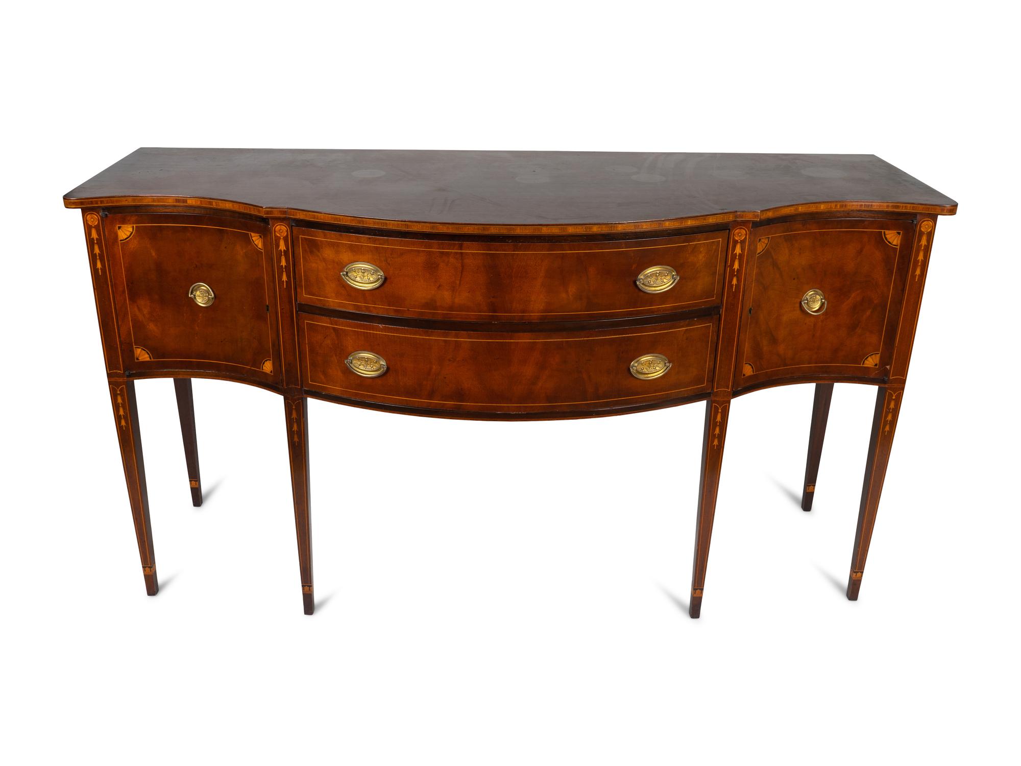 A Federal Style Satinwood-Inlaid Mahogany Sideboard — CHARAK FURNITURE CO., BOSTON, MASSACHUSETTS