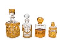 Four French Gilt Bronze Mounted Glass Bottles