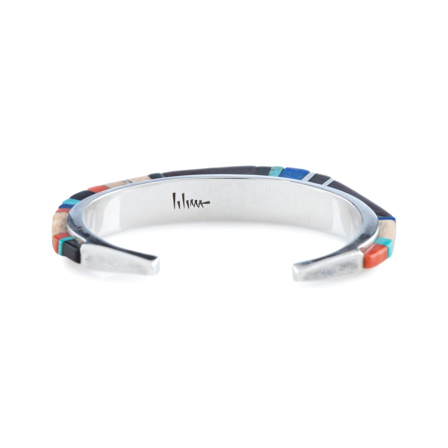Silver and Cobblestone Inlay Cuff Bracelet
