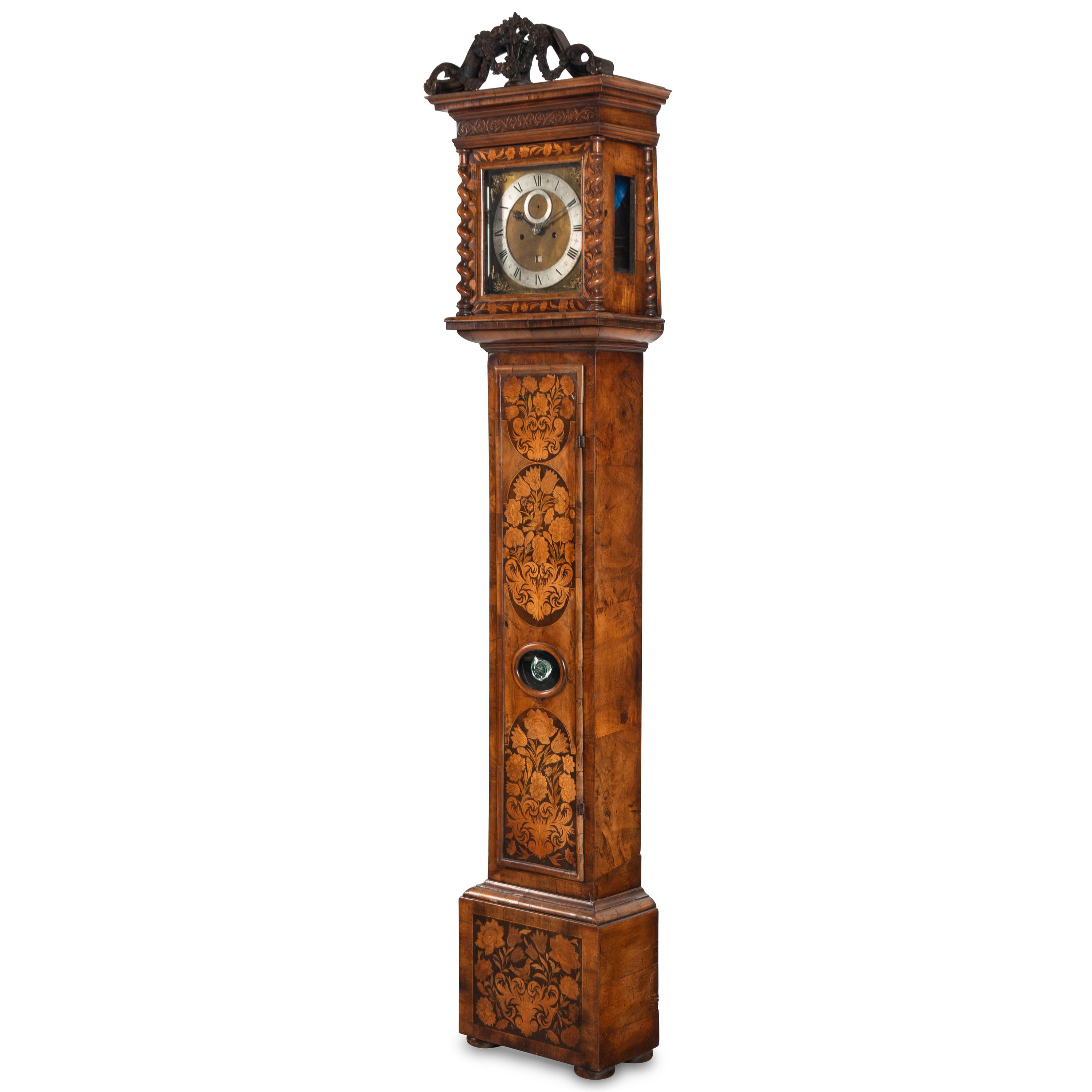 A William and Mary Walnut and Marquetry Tall Case Clock