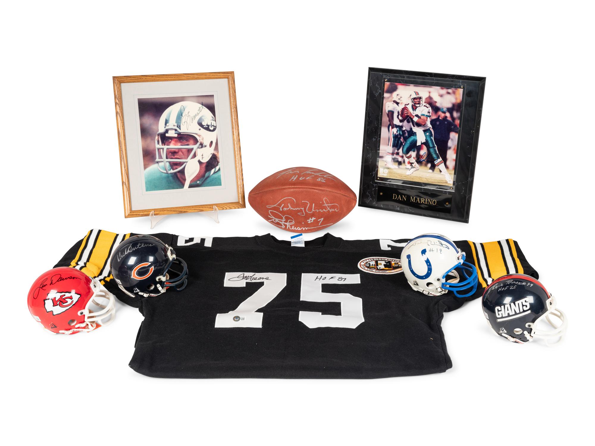 A Group of Eight Pro Football Hall of Fame Signed Autograph Items (Beckett Authentication Services BAS Certified),