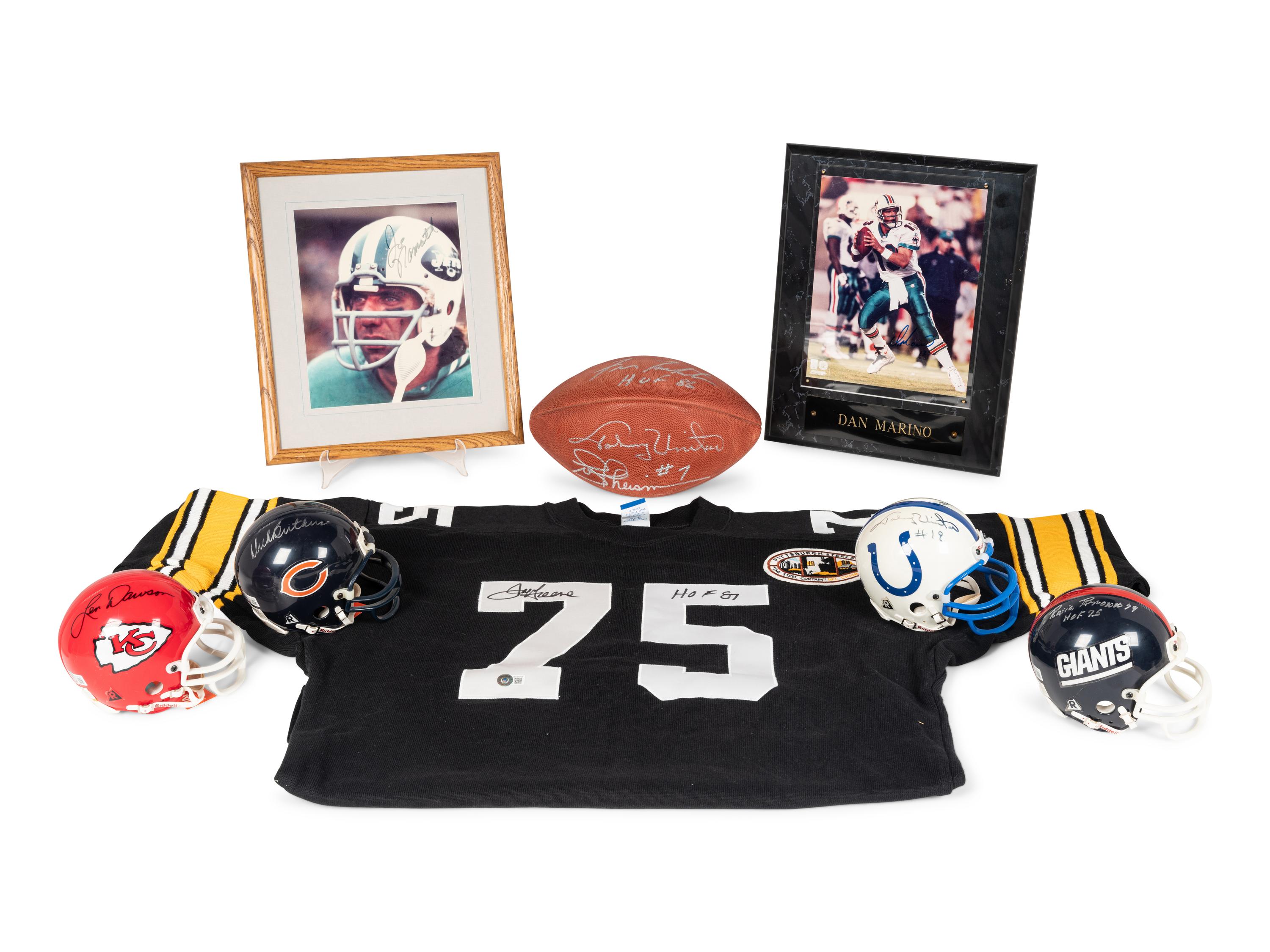 A Group of Eight Pro Football Hall of Fame Signed Autograph Items (Beckett Authentication Services BAS Certified),