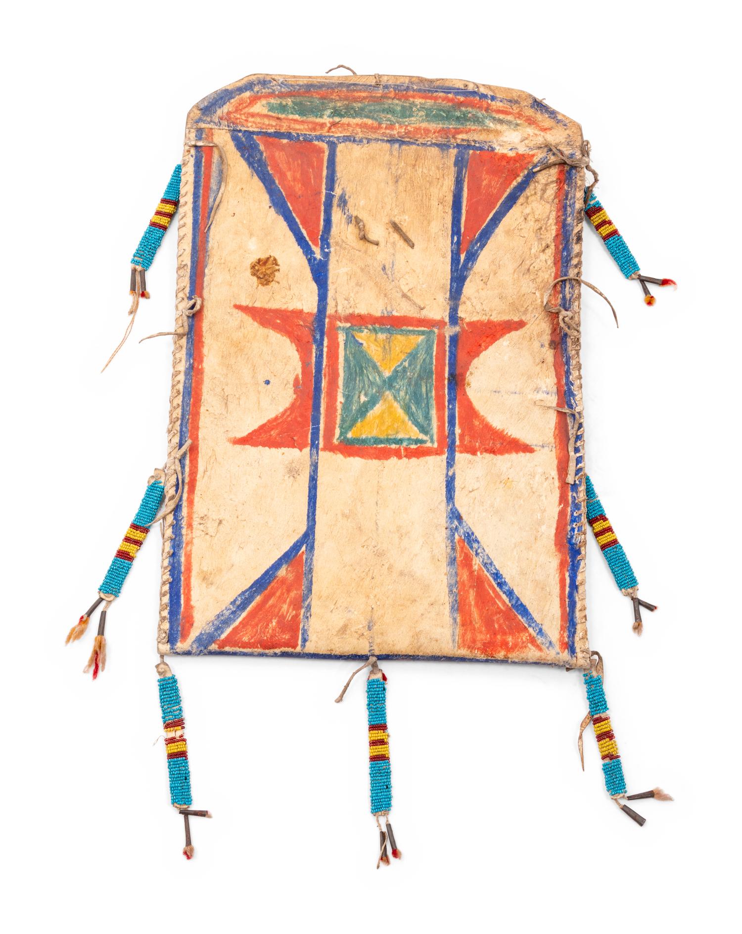 Sioux Painted Parfleche Envelope, with Beaded Drops