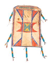 Sioux Painted Parfleche Envelope, with Beaded Drops
