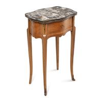A Louis XV/XVI Transitional Style Marble-Top Side Table