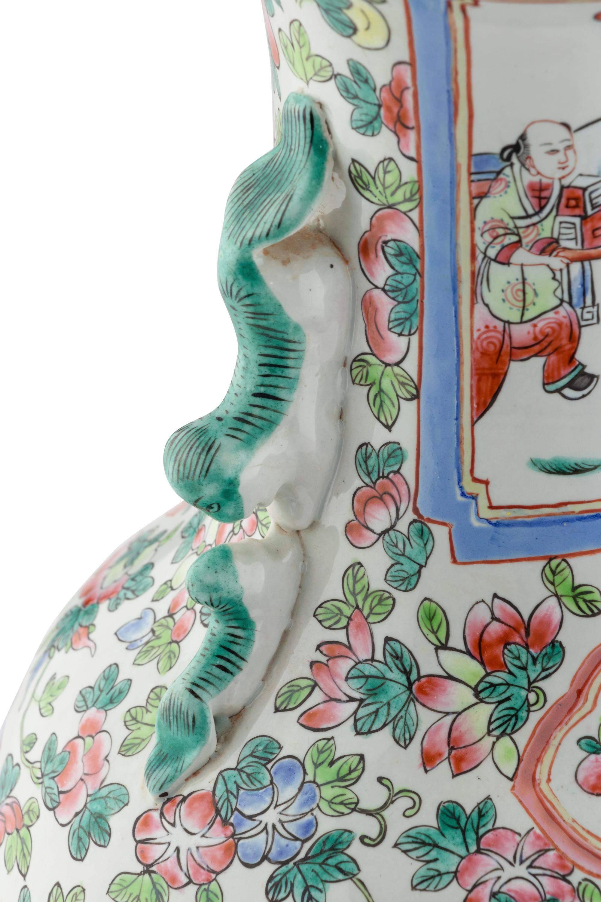 A Chinese Export Famille Rose Porcelain Vase