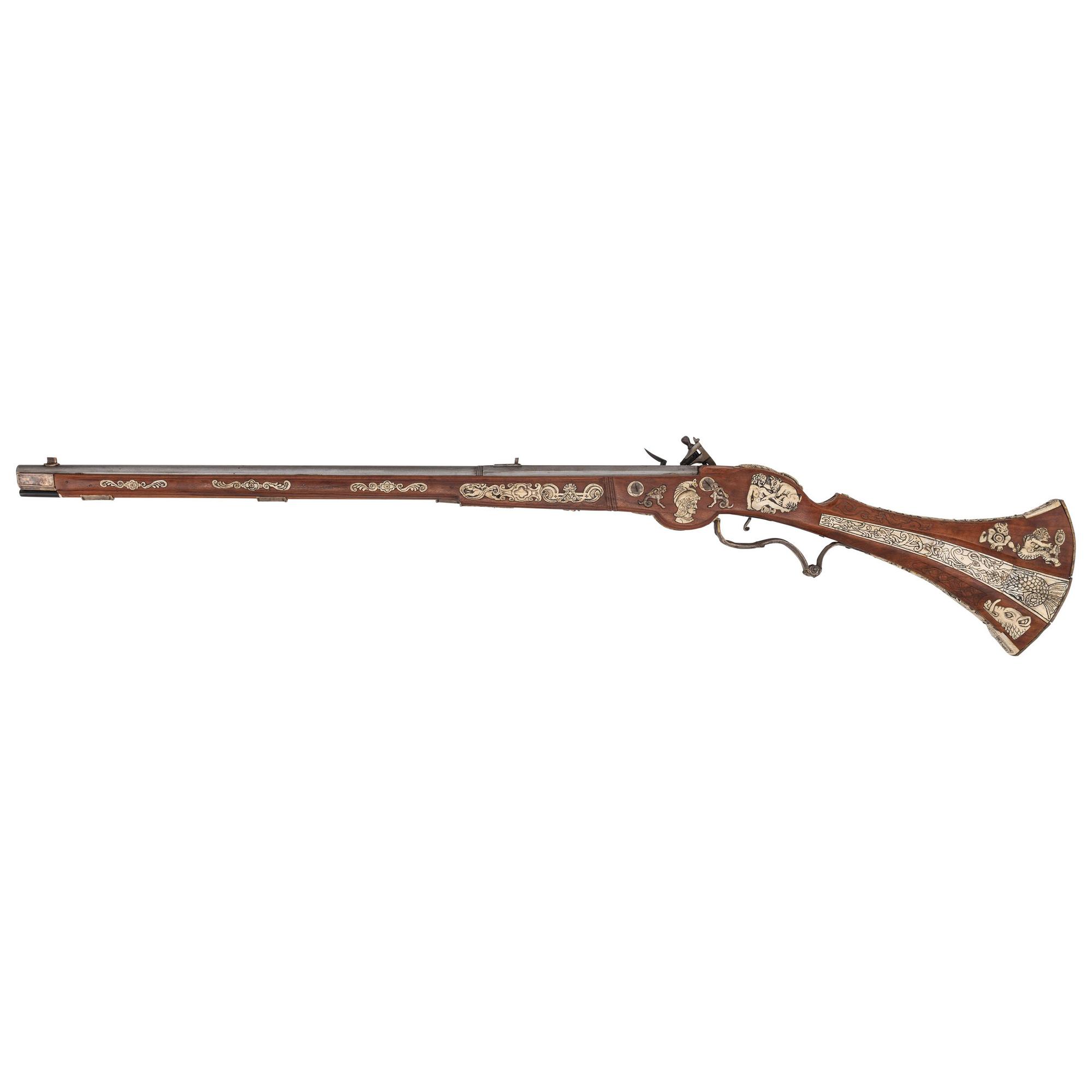 Contemporary Flintlock Rifle in the Style of an Elizabethan Carbine by John B. Derrick (American, b.1936)