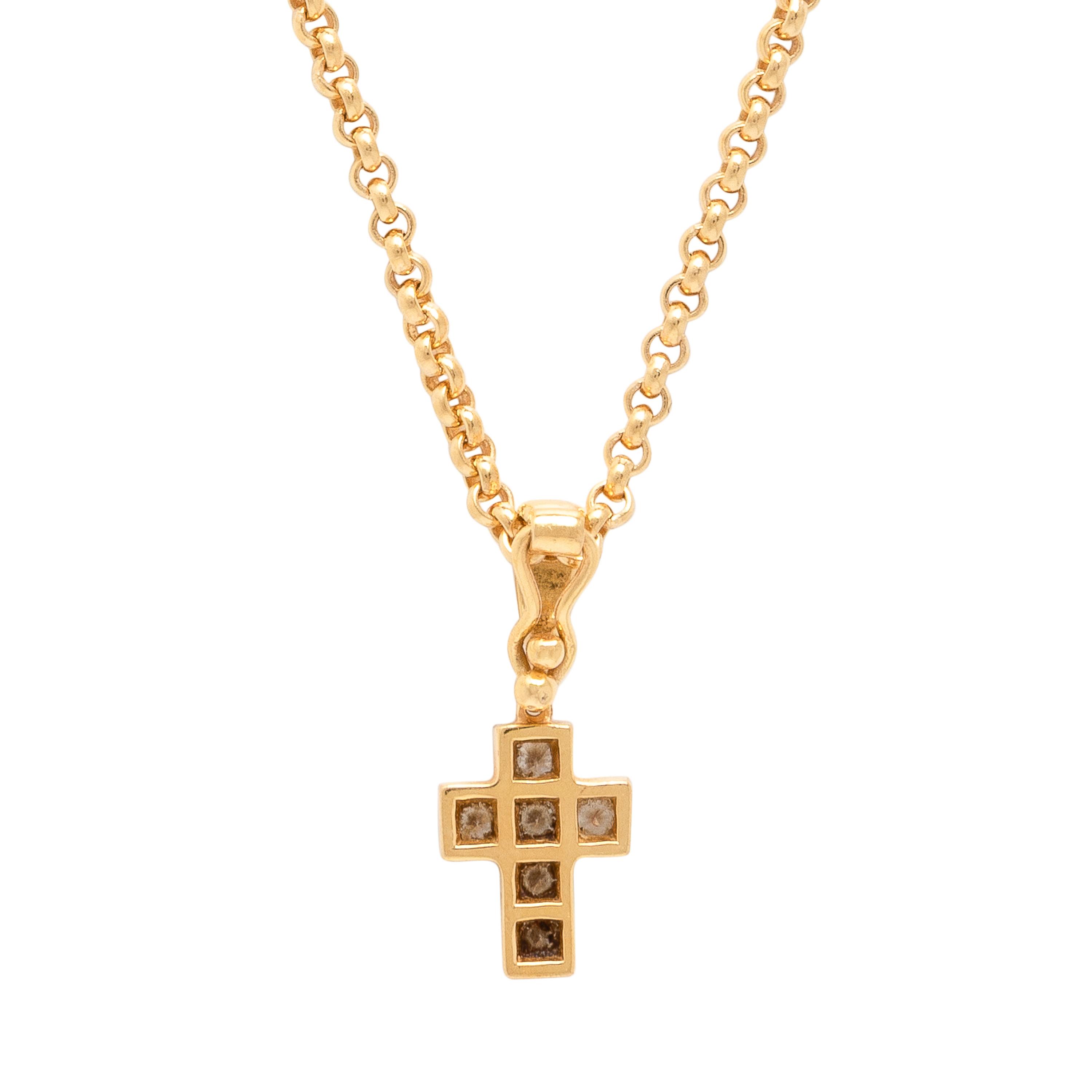 Cartier, Diamond and Yellow Gold Cross Pendant with a Chopard Yellow Gold Chain