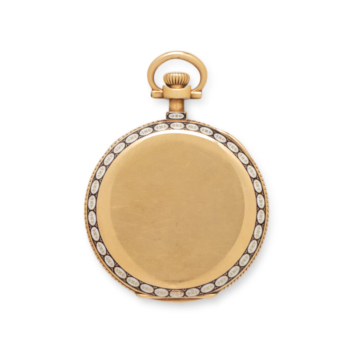 PATEK PHILIPPE & CIE, 18K YELLOW GOLD AND POLYCHROME ENAMEL POCKET WATCH