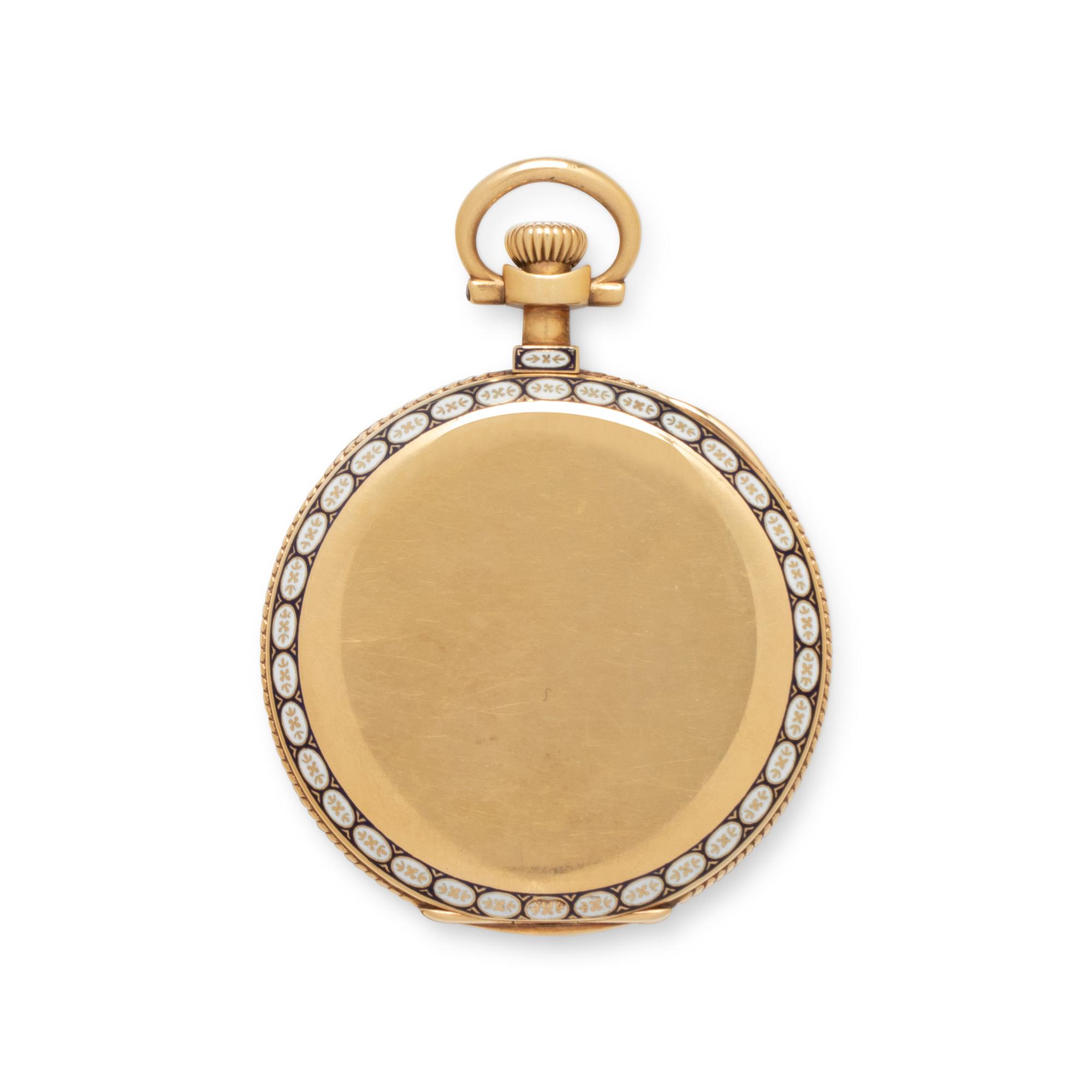 PATEK PHILIPPE & CIE, 18K YELLOW GOLD AND POLYCHROME ENAMEL POCKET WATCH