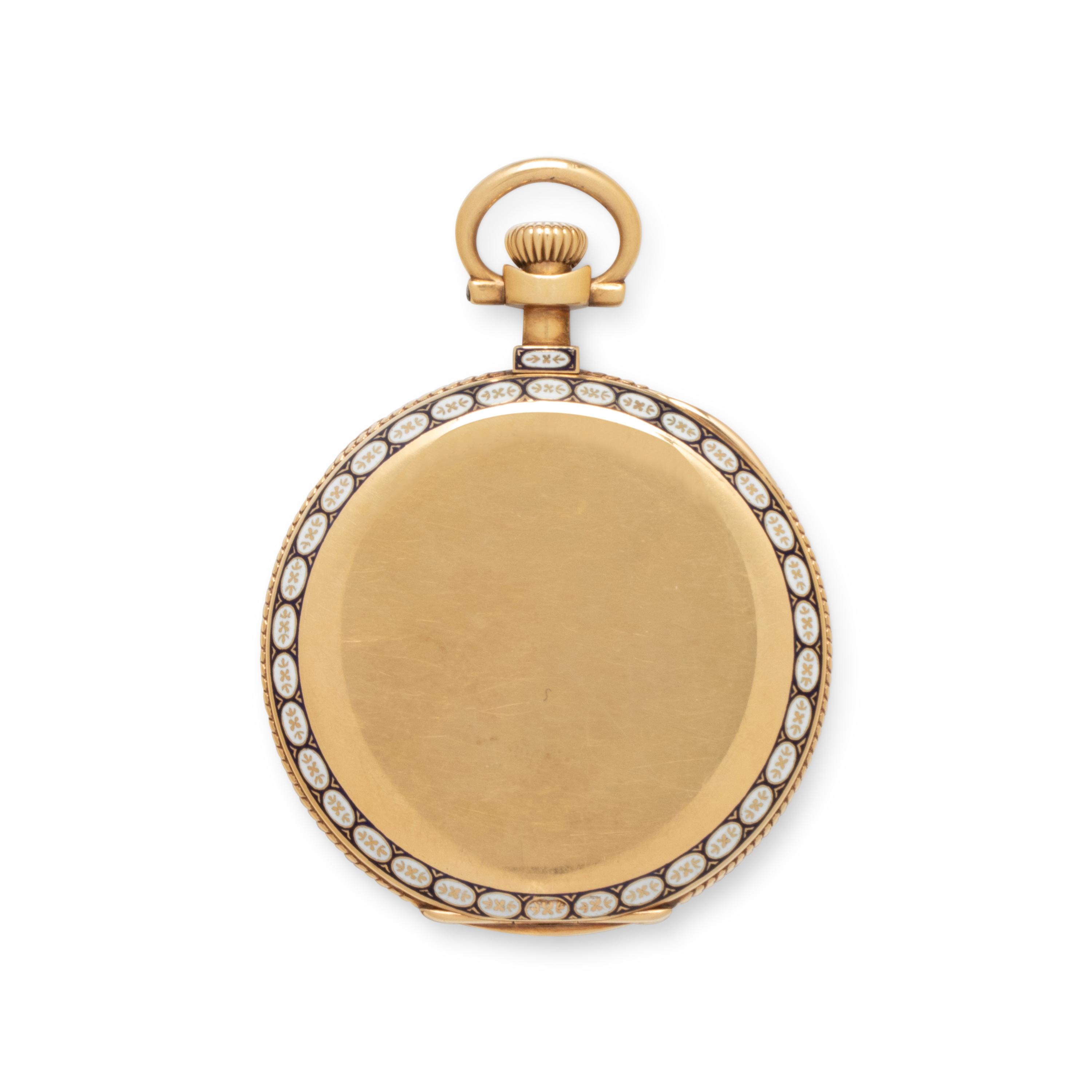 PATEK PHILIPPE & CIE, 18K YELLOW GOLD AND POLYCHROME ENAMEL POCKET WATCH