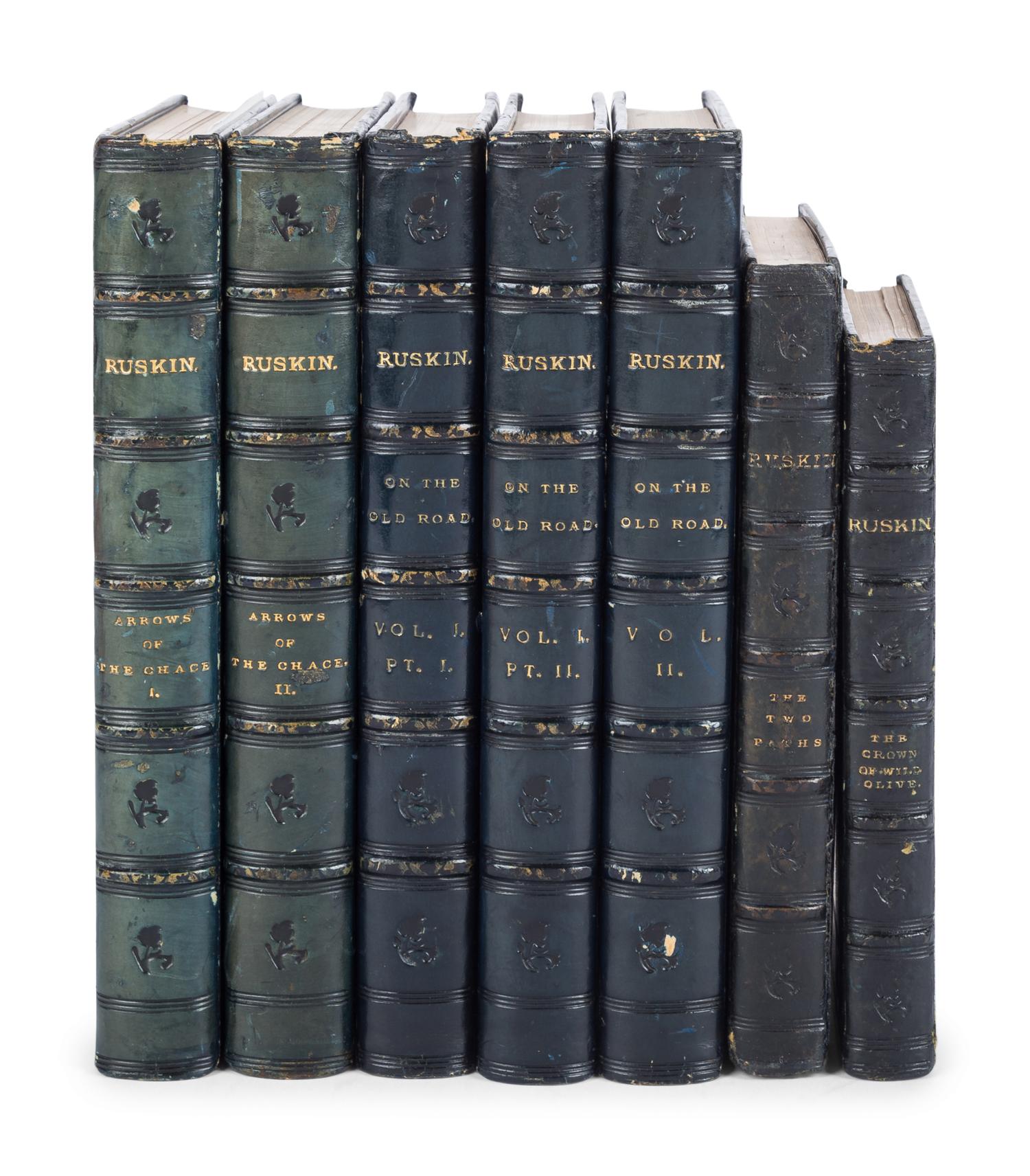 RUSKIN, John (1819-1900). A group of 4 works in 7 volumes uniformly bound, comprising: