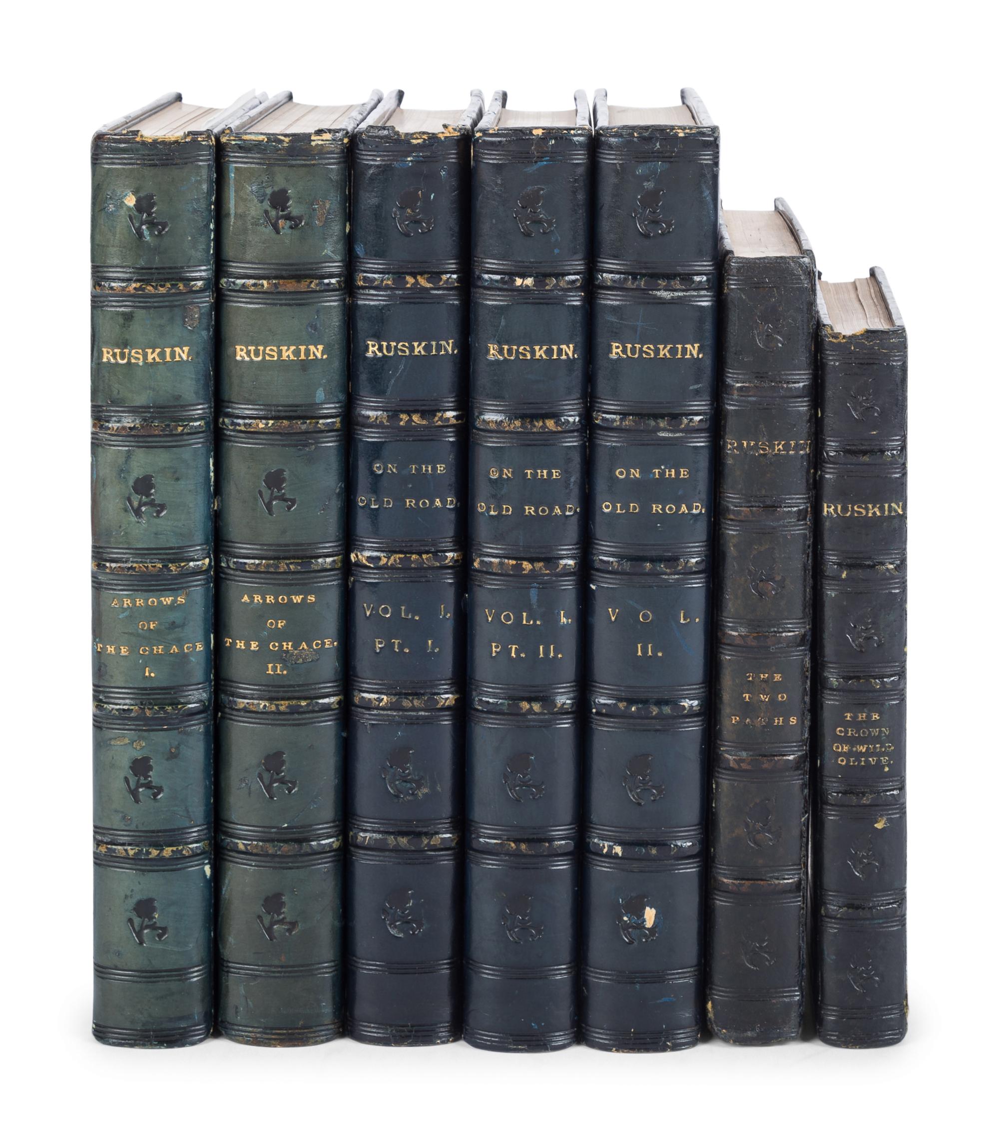 RUSKIN, John (1819-1900). A group of 4 works in 7 volumes uniformly bound, comprising:
