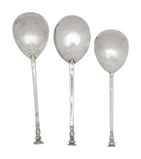 A Group of Three English Provincial Silver Seal Top Spoons