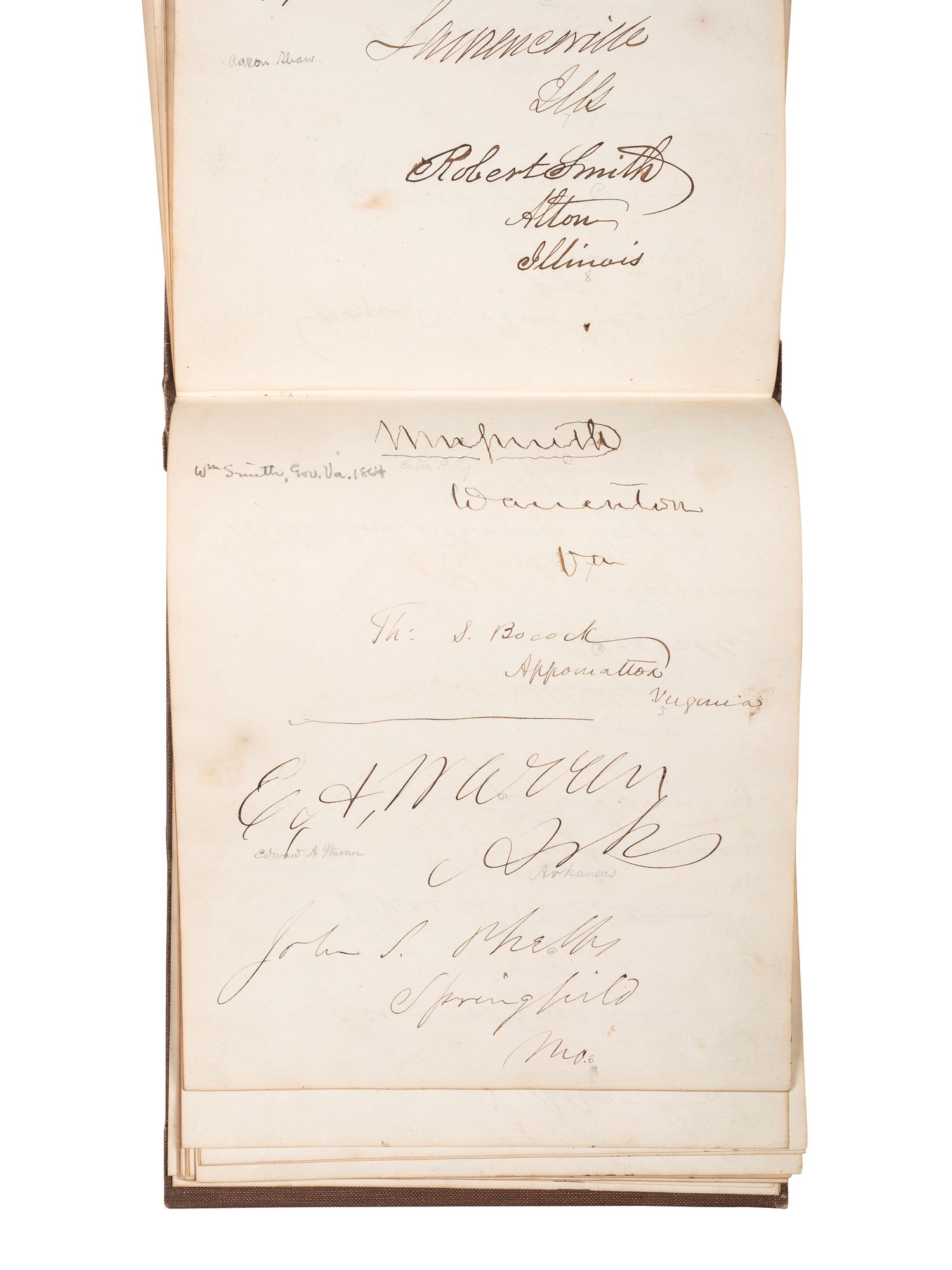 [POLITICS]. Autograph book with signatures from the James Buchanan administration, including: