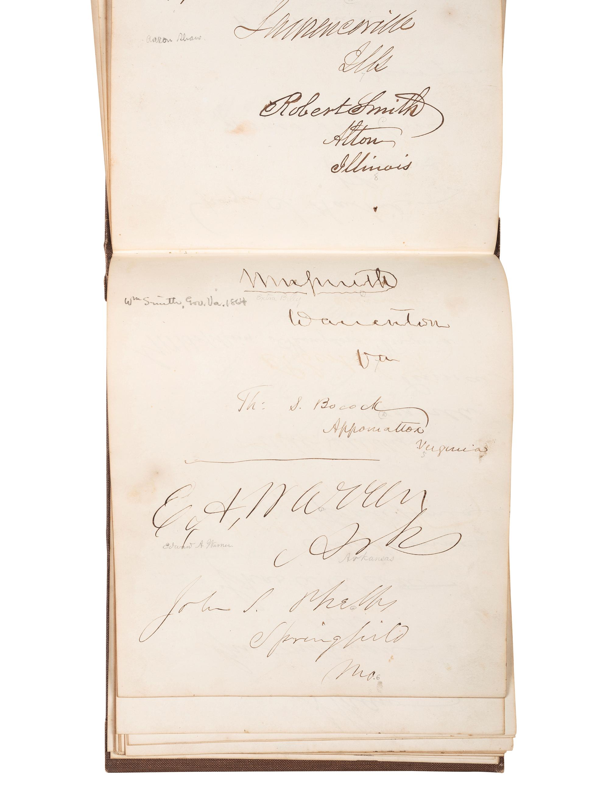 [POLITICS]. Autograph book with signatures from the James Buchanan administration, including: