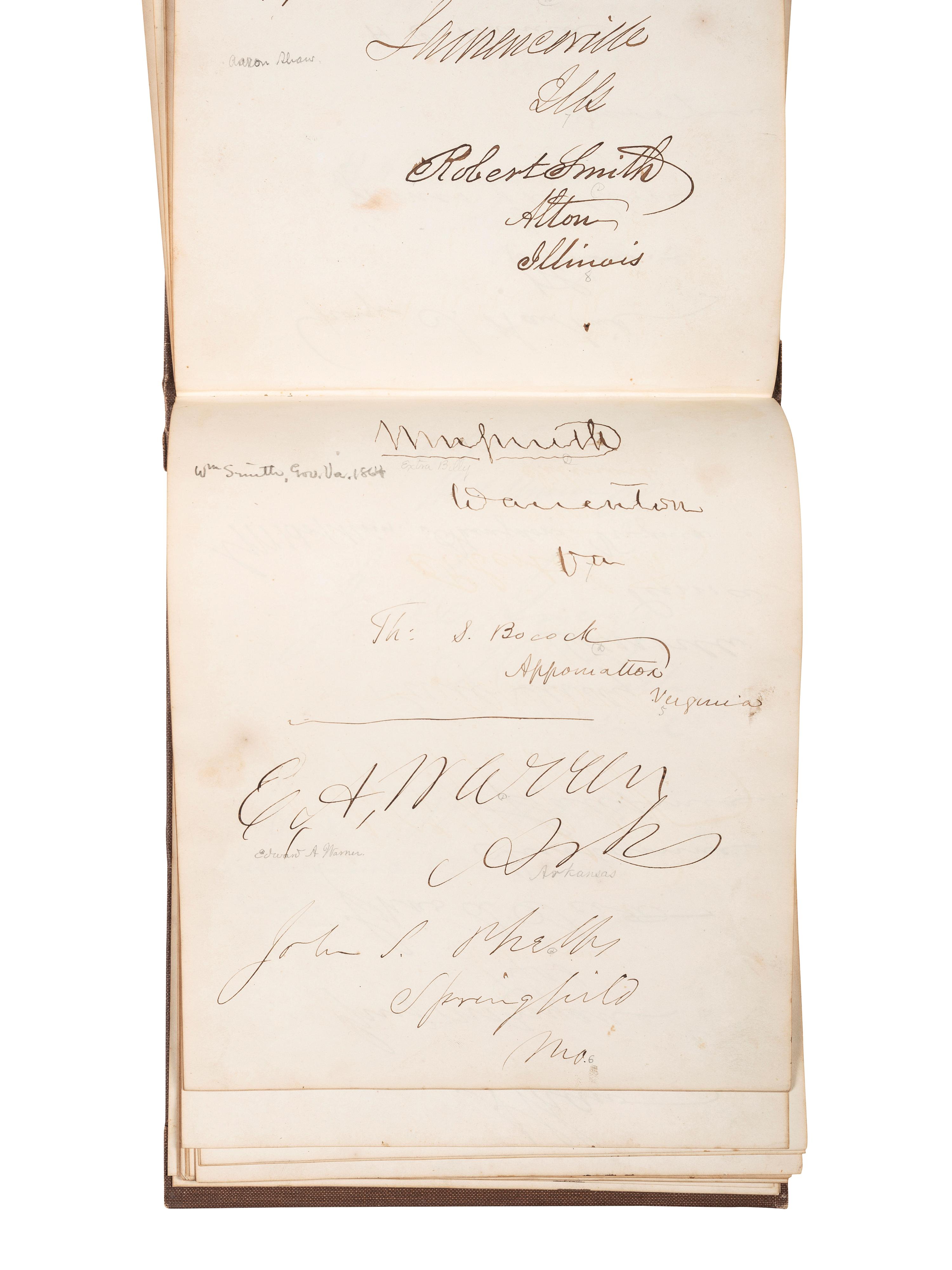 [POLITICS]. Autograph book with signatures from the James Buchanan administration, including: