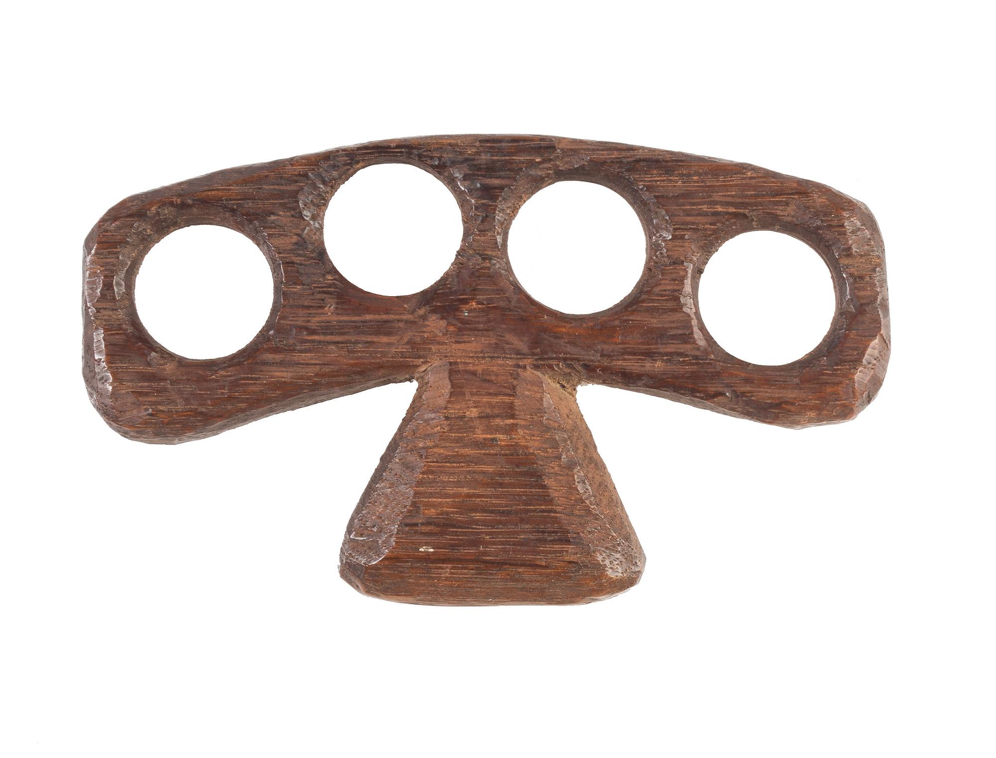 Civil War soldier carved wooden knuckles found on line of retreat from New Market Battlefield, Virginia. [May 1864].
