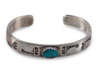 Slender Silver and Turquoise Cuff Bracelet