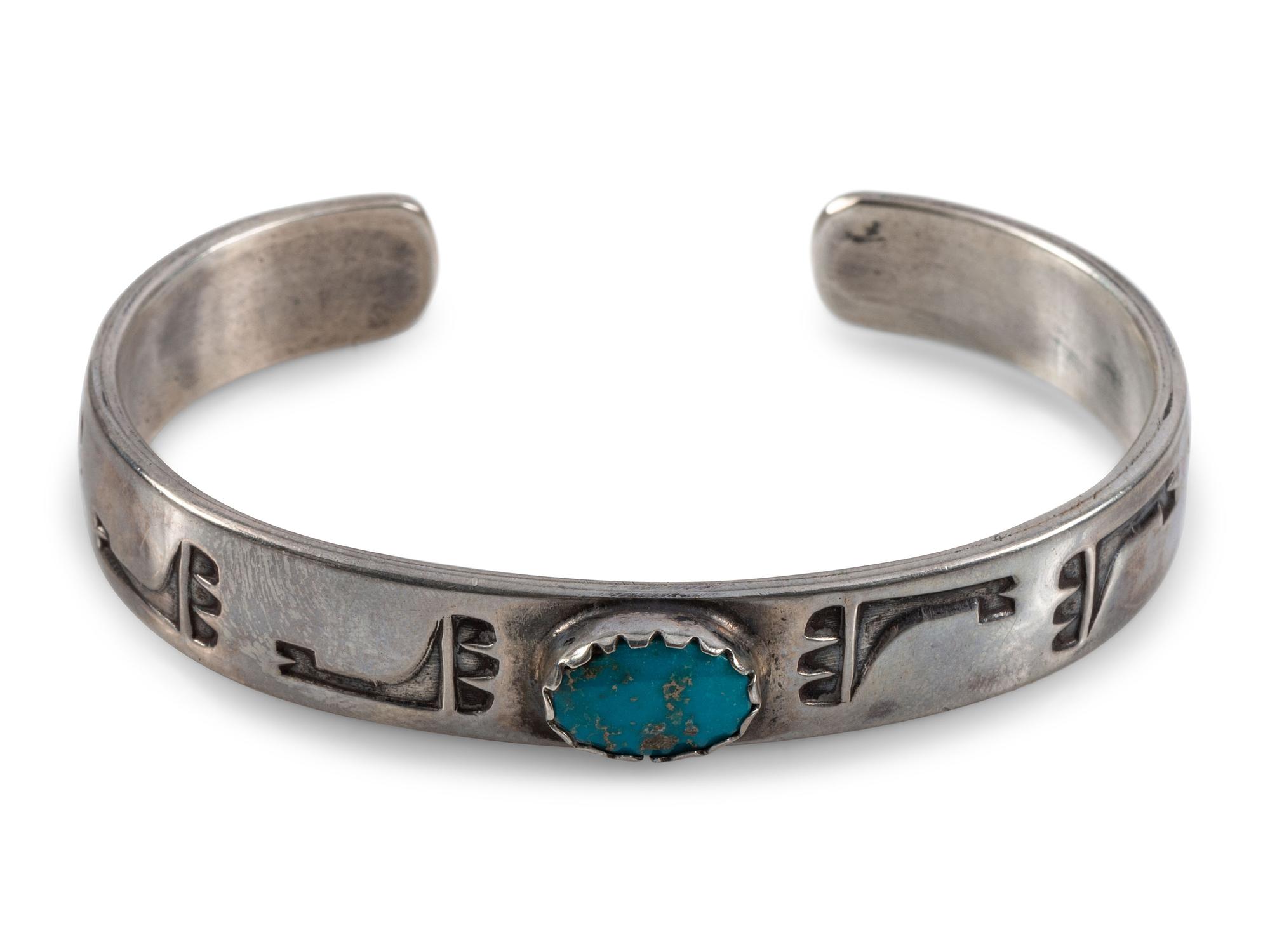 Slender Silver and Turquoise Cuff Bracelet