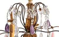 An Italian Neoclassical Style Painted and Parcel Gilt Wood, Metal and Rock Crystal Chandelier
