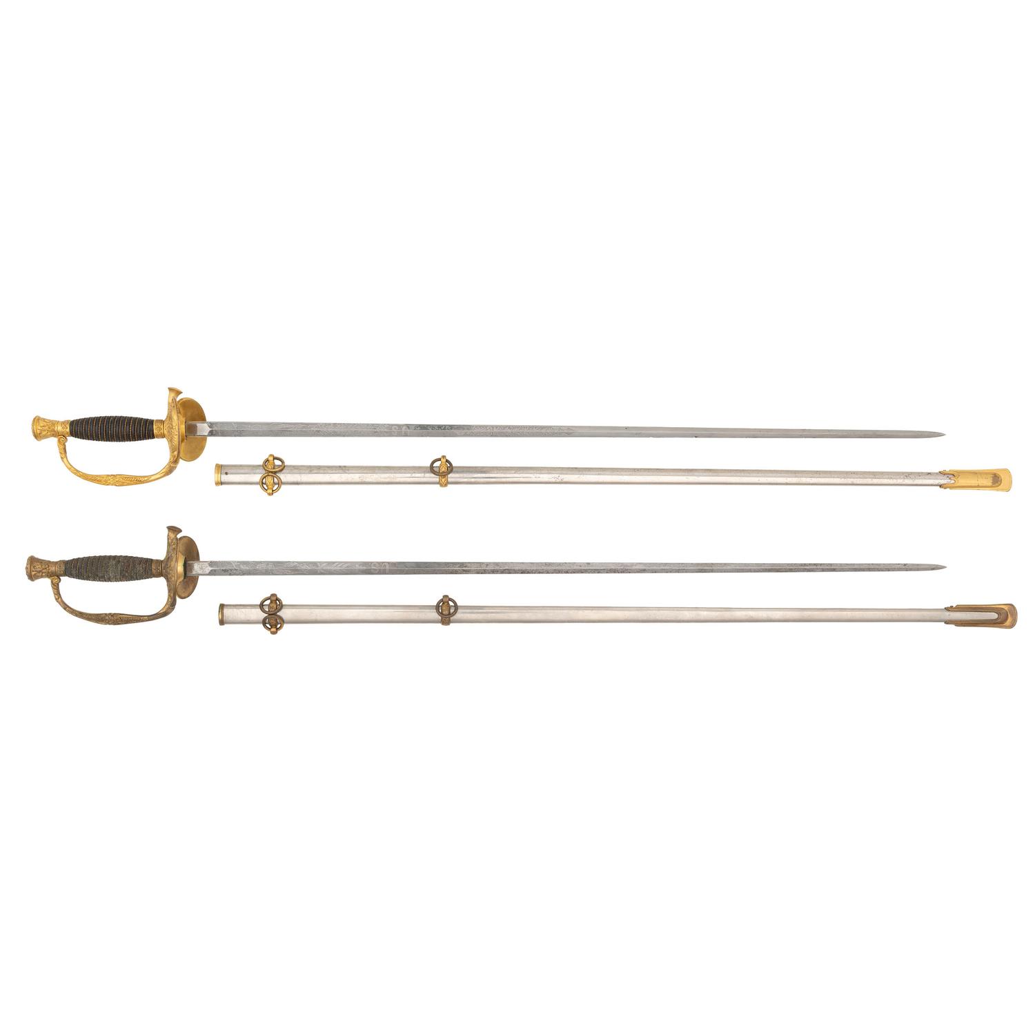 Two US Model 1860 Springfield Armory Staff & Field Officers Swords