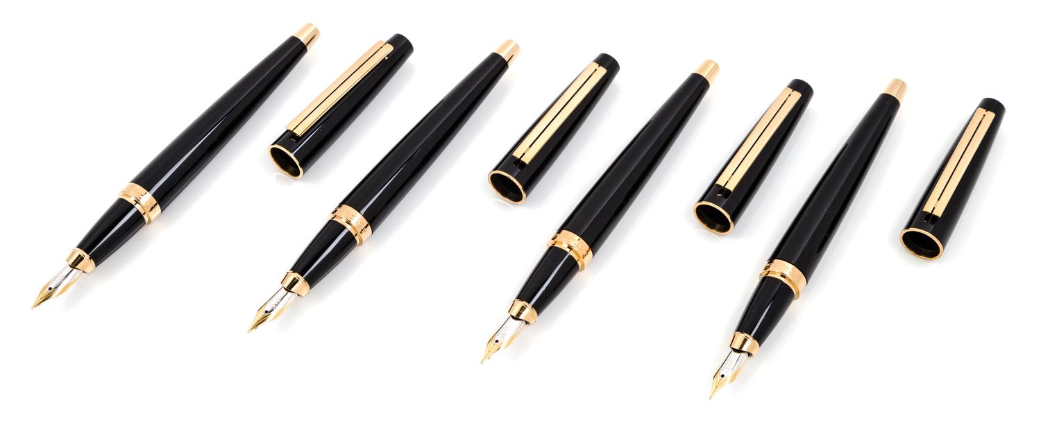 A Group of Four S.T. Dupont Ellipsis: Composite Noir Fountain Pens