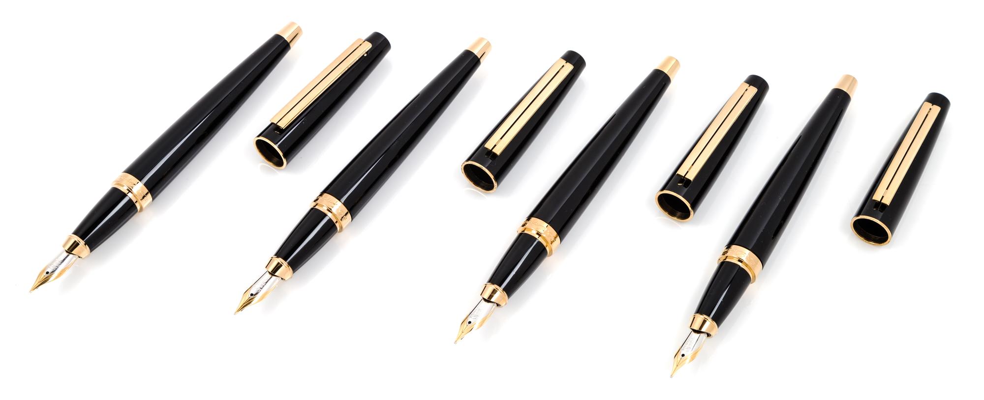 A Group of Four S.T. Dupont Ellipsis: Composite Noir Fountain Pens