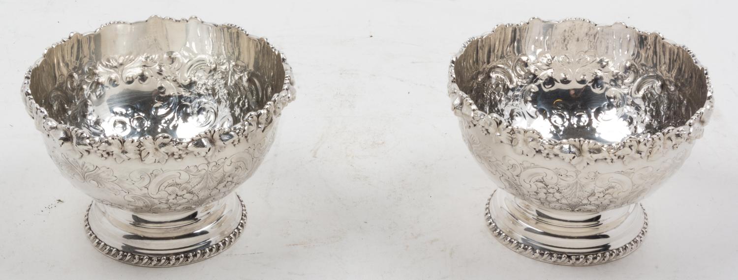 A Pair of English Silver-Plate Footed Bowls Diameter 6 1/2 inches.