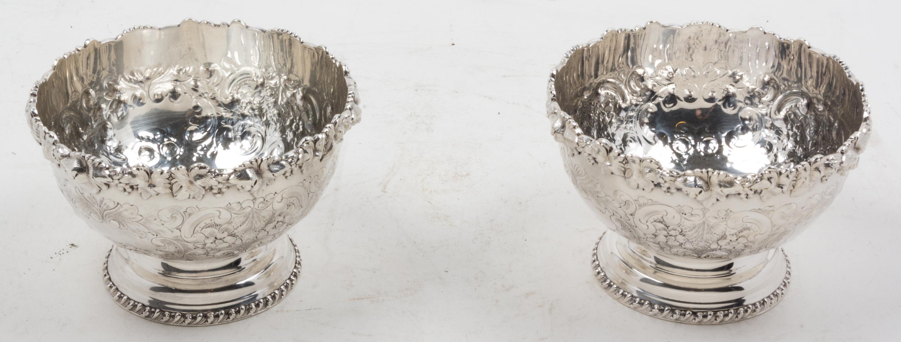 A Pair of English Silver-Plate Footed Bowls Diameter 6 1/2 inches.
