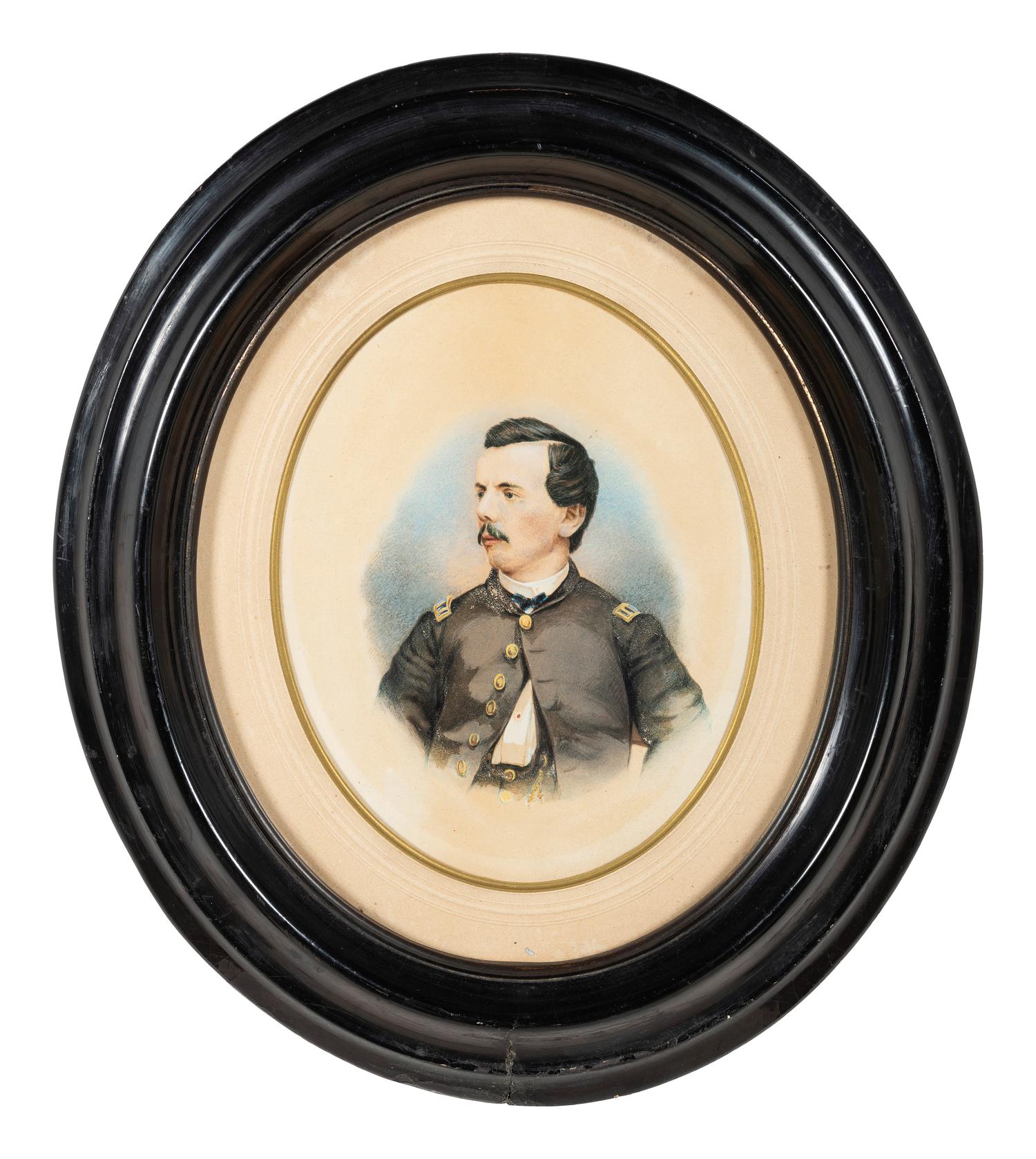 [CIVIL WAR]. Oval chalk portrait of an infantry captain.