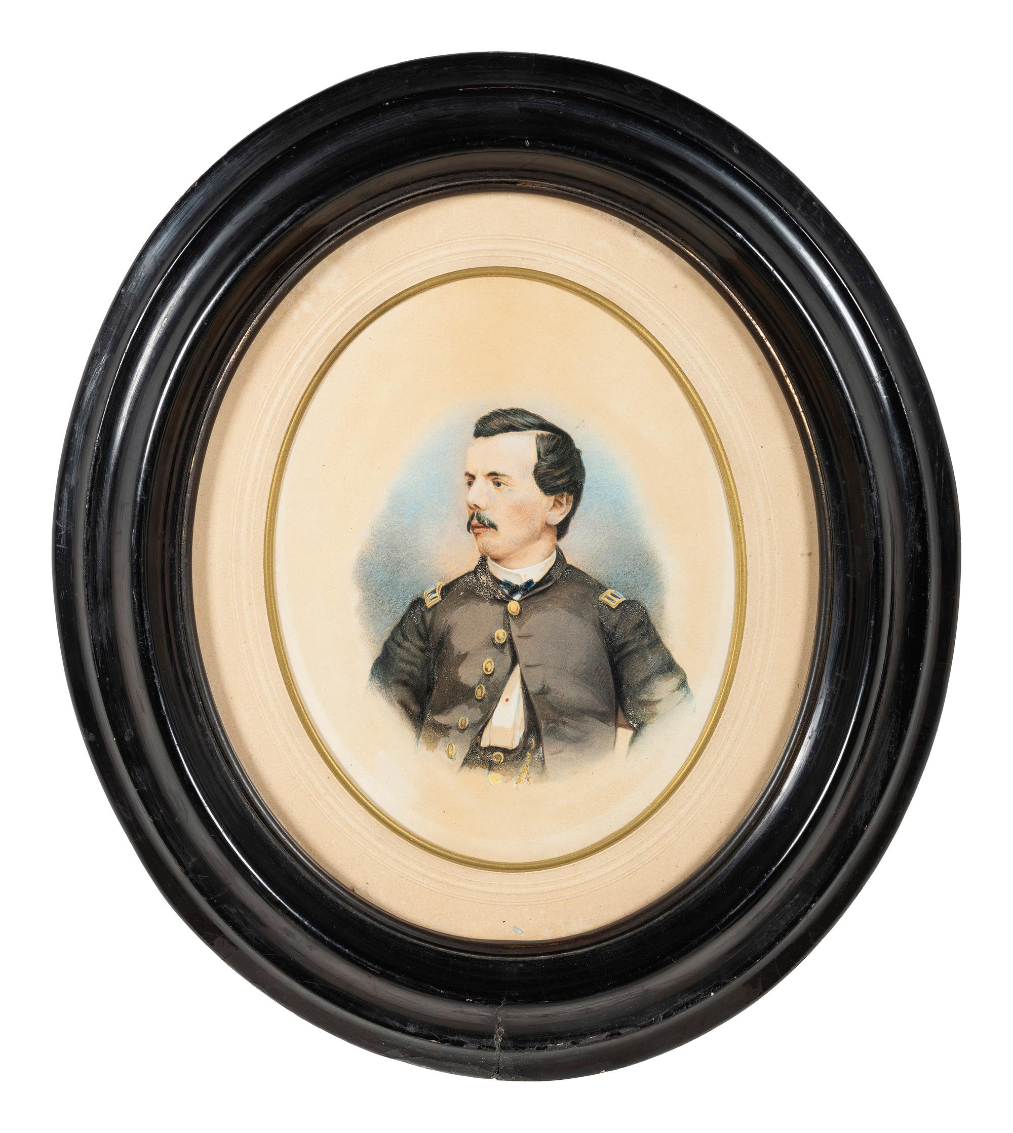 [CIVIL WAR]. Oval chalk portrait of an infantry captain.