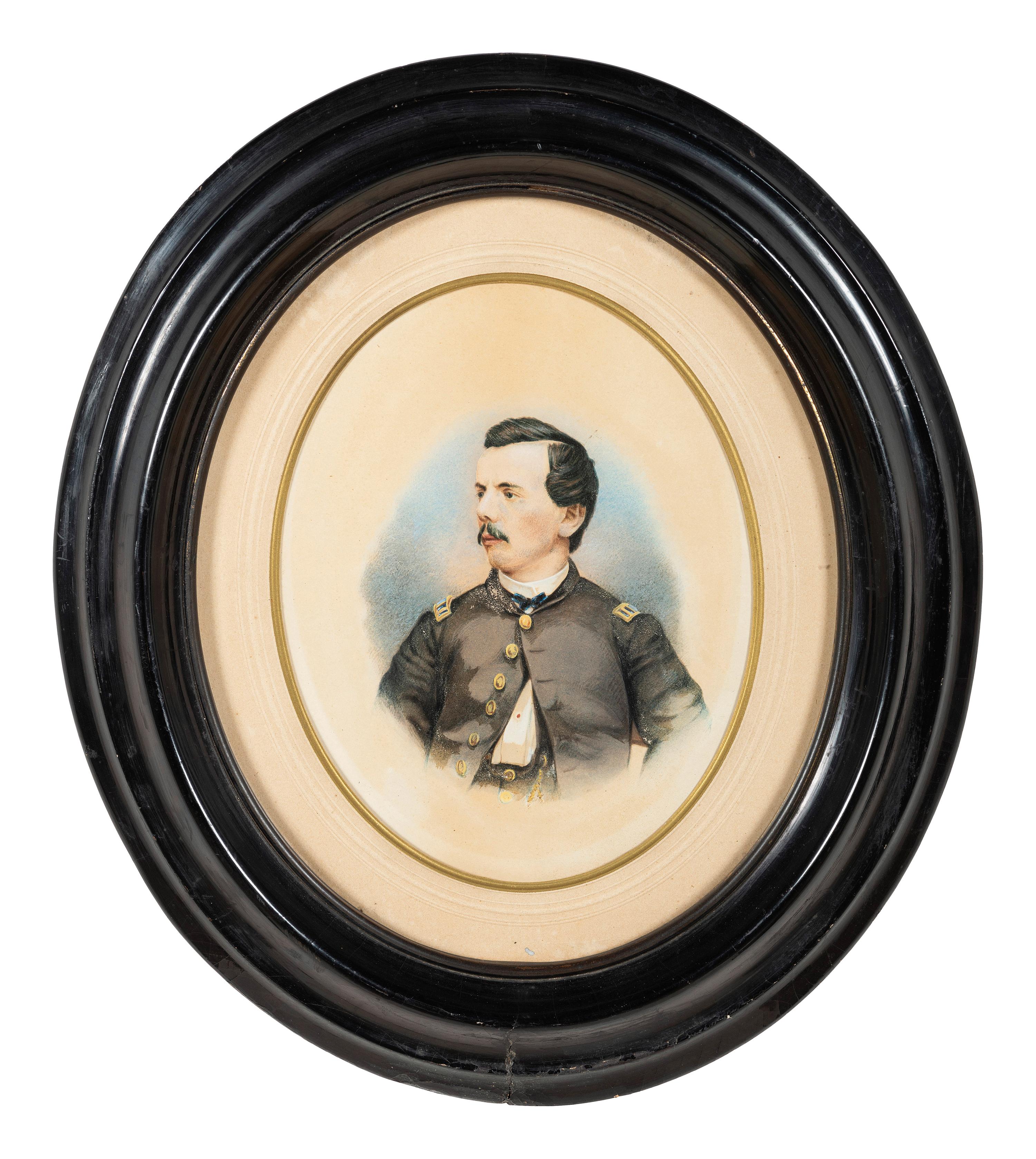 [CIVIL WAR]. Oval chalk portrait of an infantry captain.