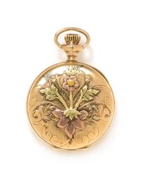 A 14 Karat Tricolor Hunter Case Pocket Watch, Elgin, Circa 1906, 20.10 dwts.
