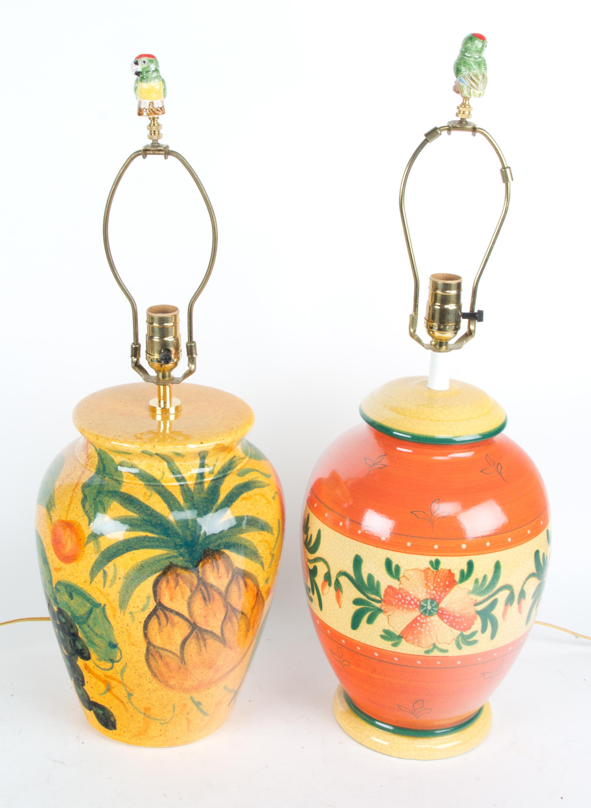 A Pair of Porcelain Urns Mounted as Lamps