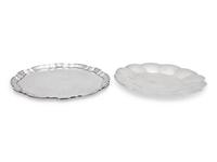 comprising a salver and a cake dish with a lobed border.